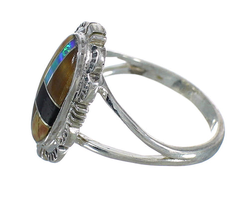 Multicolor Southwest Genuine Sterling Silver Ring Size 6-1/2 VX61993